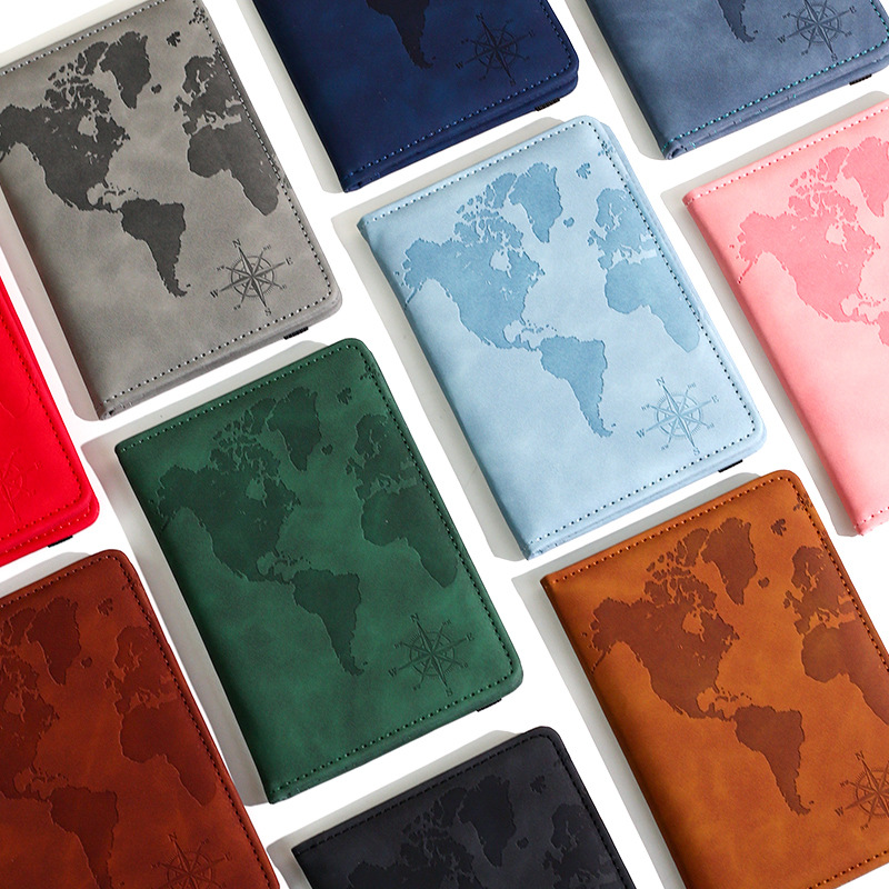 Travel Accessories India - New Map Printed Passport Holder Leather