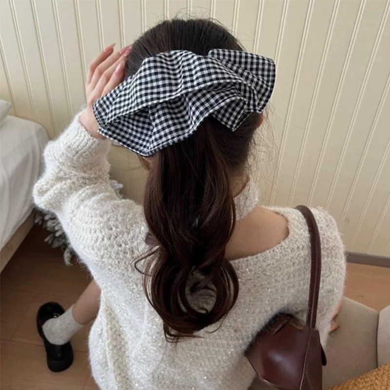 Extra Large Plaid Hair Ties El - Travel Accessories Aesthetic review and price